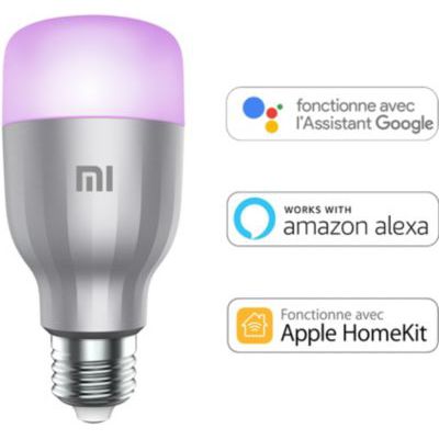 image Ampoule LED Xiaomi Mi LED, WiFi (pas de HUB requis), compatible avec Google Home, Alexa et Apple HomeKit, E27, 10 W, 800 lm blanc