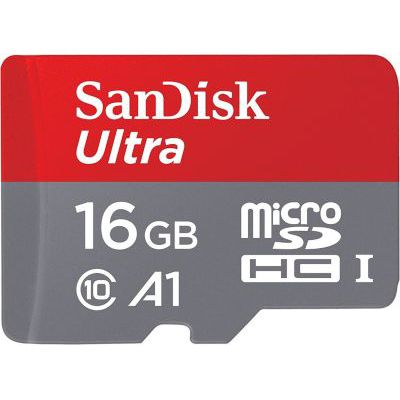 image SanDisk Carte Mémoire MicroSDHC Ultra 16 Go + Adaptateur SD (98 Mo/s, Classe 10, U1, homologuée A1)