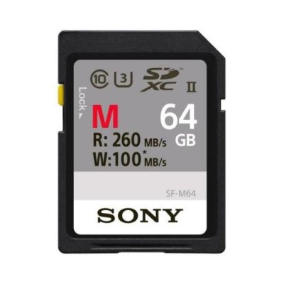 image SONY Carte SDXC SF-M64 - 64 Go - Classe 10/UHS-II (U3) - 260 Mo/s en Lecture - 100 Mo/sSpaceen Écriture