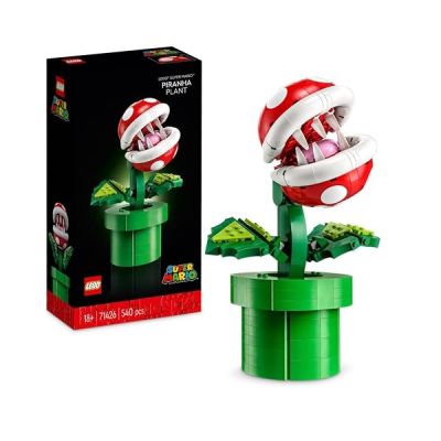 image LEGO Super Mario Plante Piranha, Figurine Articulée avec Tuyau et 2 Pièces de Monnaie, Kit de Modelage pour Adultes, Décoration Intérieure, Idée Cadeau pour Hommes, Femmes et Adolescents 71426