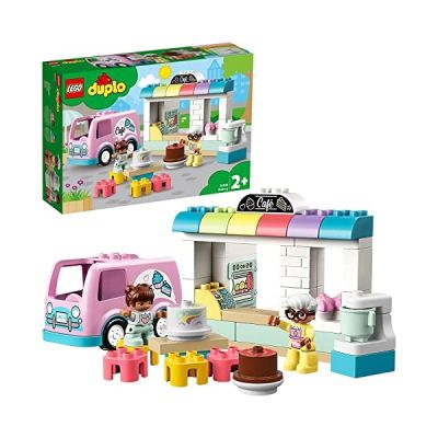 image LEGO DUPLO Town La pâtisserie avec camionette à café, gâteaux et cupcakes, grandes briques pour les tout-petits de 2 ans et plus, 114 pièces,10928