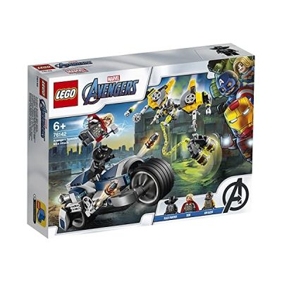 image LEGO Marvel L'attaque du Speeder Bike des Avengers, Set de jeu, Figurines de Black Panther et de Thor, 149 pièces, 76142