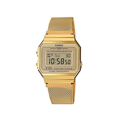 image Casio Femme Digital Montre avec Bracelet en Acier Inoxydable A700WEMG-9AEF