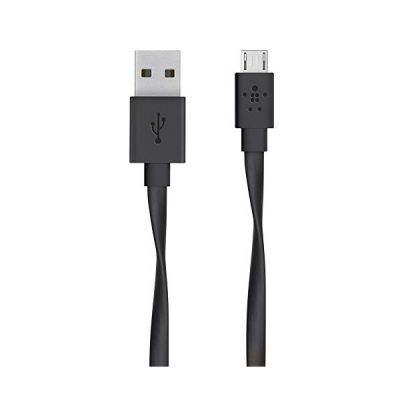 image Belkin - Câble plat micro-USB pour smartphone et tablette - 1,8m - Noir