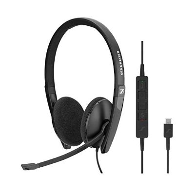 image Sennheiser EPOS SC 160 USB-C Headset Stereo in-Line Call Control Skype for Business Noir