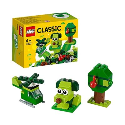 image LEGO 11007 Classic Briques créatives vertes Ensemble de démarrage d'apprentissage, Jouets préscolaires pour enfants de 4 ans et plus