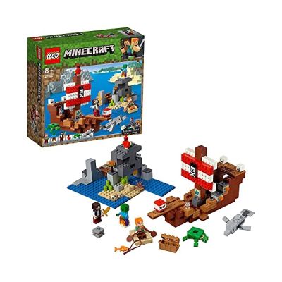LEGO Minecraft L'aventure du bateau pirate Jeu de construction, 386 Pièces 21152