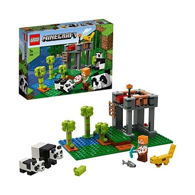 LEGO Minecraft La garderie des pandas, Ensemble de construction avec figurines Alex et animaux, Jouets pour enfants de 7 ans et plus, 96 pièces, 21158
