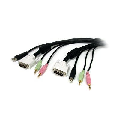 STARTECH Câble KVM de 1.80m USB DVI 4 en 1 avec Prises Audio et Micro - Première extrémité : 1 x DVI-I Mâle