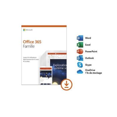 image Office 365 Famille à télécharger - Abonnement 1 an pour 6 utilisateurs PC ou Mac