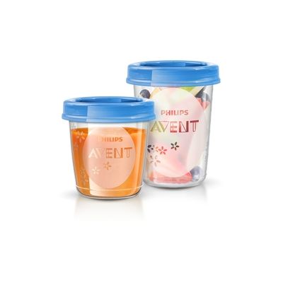 image Philips Avent - SCF721/20 - Pots de conservation 180 ml et 240 ml avec Couvercles associés et Cuillère de Sevrage