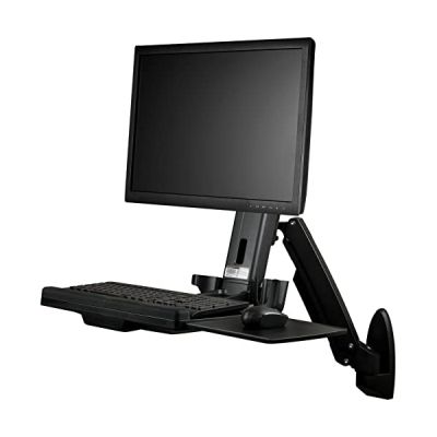 STARTECH Support de bureau debout mural pour écran à fixation VESA jusqu'à 24- et 8 kg - Bras articulé pour moniteur