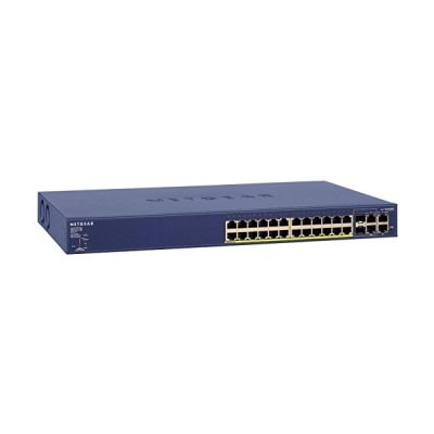 image NETGEAR (FS728TP) Smart Switch Ethernet PoE Manageable Professionnel - 28 Ports RJ45 Fast Ethernet 10/100 avec 24 Ports PoE@192 W, 6 Ports Cuivre/SFP 1 Gigabit, en Rack et Protection à Vie ProSafe