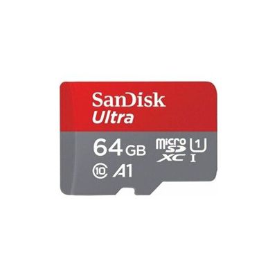 image Carte Mémoire microSDXC SanDisk Ultra 64GB + Adaptateur SD (100Mo/s, Classe 10, U1, homologuée A1 - FFP)