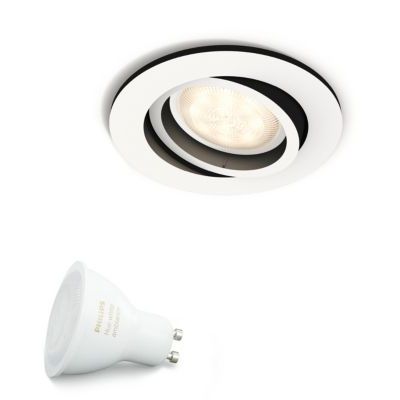 image Philips Hue Luminaire télécommandé Spot encastré 5.5 W MILLISKIN Rond Blanc - Fonctionne avec Alexa