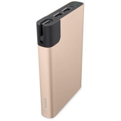 image Belkin - Power Rockstar - Batterie Externe Premium 10000 mAh pour Smartphones et Tablettes avec Câbles micro-USB & Lightning - 15 cm - Or (Compatible iPhone 7/7+, 8/8+ et iPhone X - Certifié MFi)