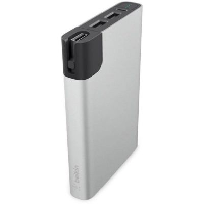 image Belkin - Power Rockstar - Batterie Externe Premium 10000 mAh pour Smartphones et Tablettes avec Câbles micro-USB & Lightning - 15 cm - Argent (Compatible iPhone 7/7+, 8/8+ et iPhone X - Certifié MFi)