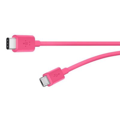 image Belkin - Câble de Charge et Synchronisation USB-C 2.0 vers Micro-USB pour Smartphone et Tablette - 1,8m - Rose