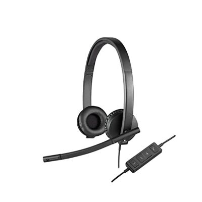 Logitech H570e Casque Filaire, Oreillettes Stéréo avec Micro Antiparasites, USB, Commandes Intégrées avec Bouton de Mise en Sourdine, Témoin Lumineux, PC/Mac/Portable - Noir