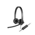 image produit Logitech H570e Casque Filaire, Oreillettes Stéréo avec Micro Antiparasites, USB, Commandes Intégrées avec Bouton de Mise en Sourdine, Témoin Lumineux, PC/Mac/Portable - Noir
