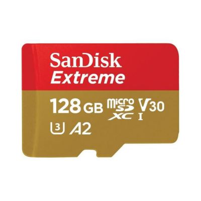 image Carte Mémoire MicroSDXC SanDisk Extreme 128 Go + Adaptateur SD avec Performances Applicatives A2 Jusqu'à 160 Mo/s, Classe 10, U3, V30