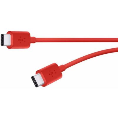 image Belkin - Câble de Charge et Synchronisation USB-C 2.0 vers USB-C pour Smartphone et Tablette - 1,8m - Rouge (Compatible Samsung Galaxy S9/S9+)