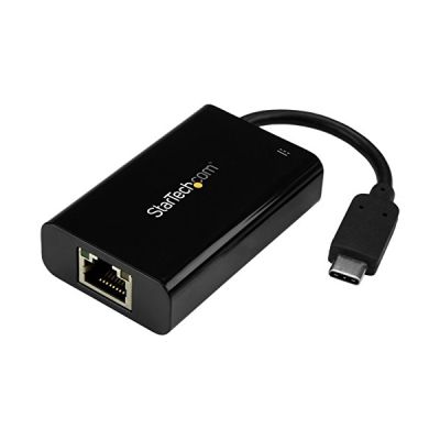 image STARTECH Adaptateur USB-C vers Gigabit Ethernet avec USB Power Delivery - Concentrateur USB Type-C vers GbE - Noir - USB 3.0