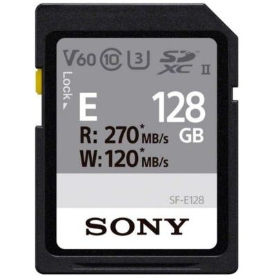 Sony Carte mémoire numérique SF-E Series UHS-II U3 V60 Sdhxc 128 Go – Lecture 270 Mo/S écriture 120 Mo/S SFE128