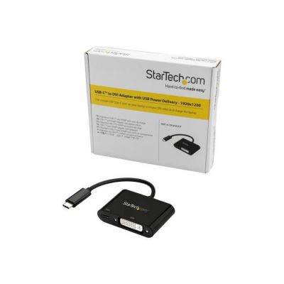 image STARTECH Adaptateur USB-C vers DVI avec USB Power Delivery - 1920x1200 - Noir - Type C USB - 1 x DVI-I, DVI - Blanc