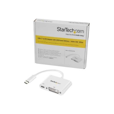 image STARTECH Adaptateur USB-C vers DVI avec USB Power Delivery - 1920x1200 - Blanc - Type C USB - 1 x DVI, 1 x DVI-I, DVI