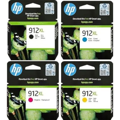 HP 912XL 3YP34AE, Cartouche d'encre authentique haut rendement noire/cyan/magenta/jaune pack de 4 cartouches, pour imprimantes tout-en-un HP OfficeJet Pro 8022/ 8023/ 8024/ 8025