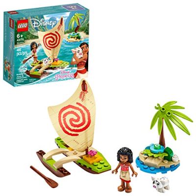 LEGO Disney Princess, L'aventure en mer de Vaiana, Ensemble de jeu avec figurine Pua le cochon et catamaran à voile, 97 pièces, 43170