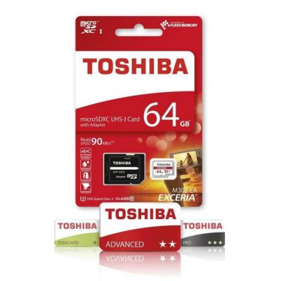 image Toshiba EXCERIA M302 64Go carte mémoire Micro SD de 90 Mo / s 4K - THN-M302R0640EA