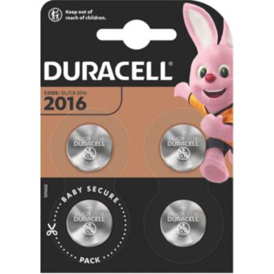 image Duracell 2016 Pile Bouton Lithium 3V, Lot de 4, avec Technologie Baby Secure, pour Porte-clés, Balances et Dispositifs Portables et Médicaux (DL2016/CR2016)