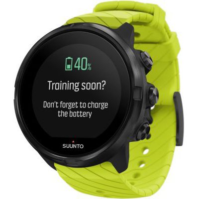 image Suunto 9, Montre multisport GPS (Unisexe) + Batterie avec 25 heures d'autonomie, Etanche jusqu'à 100m, Mesure de la fréquence cardiaque, Affichage couleur, Verre minéral, Citron
