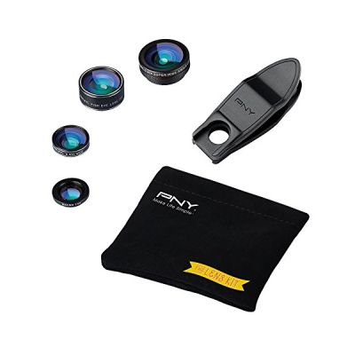 PNY 4 en 1 Kit d'Objectifs pour Smartphone Noir - LNS-4N1-02-RB