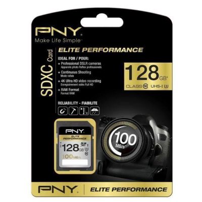 image PNY Carte mémoire microSDXC Elite Performance 128 Go (Classe 10 UHS-1 U3, 100 Mo/s)