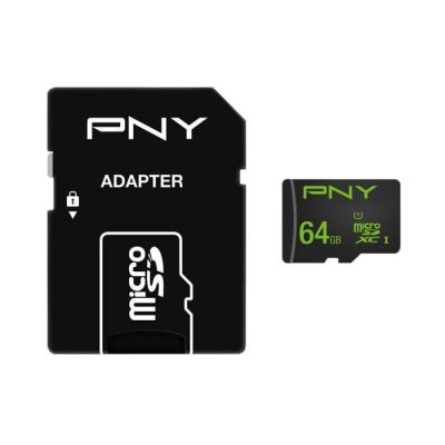 image PNY Carte mémoire MicroSDXC Performance 64 Go + Adaptateur (Classe 10, 50Mo/s)