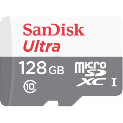 image Sandisk SDSQUNS-128G-GN6TA Carte mémoire Ultra MicroSDXC 128GB UHS-I Classe 10, UHS-I, 80 Mo/s, 128 Go , Gris et Blanc