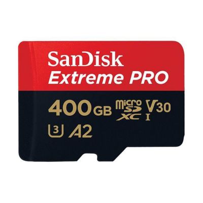 image Carte Mémoire microSDXC SanDisk Extreme PRO 400 Go + Adaptateur SD avec Performances Applicatives A2 jusqu'à 170 Mo/s, Classe 10, U3, V30