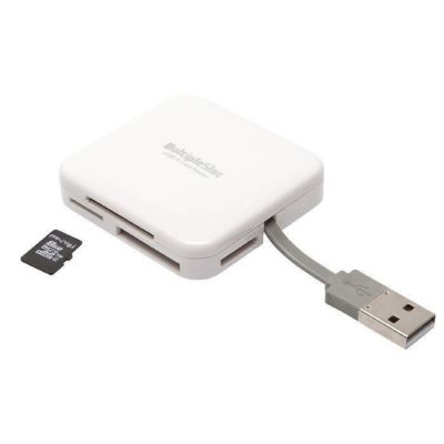 image PNY Lecteur de carte mémoire USB 2.0 All in One pour carte mémoire multimédia, carte SD, Carte micro SD, Compact Flash, blanc