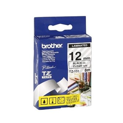 image Brother TZe-131 | Ruban original Laminé | 12 mm | Noir sur fond Transparent | 8M