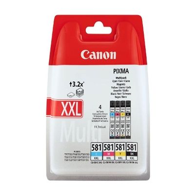 image Canon CLI-581XXL Cartouche C/M/Y/BK Multipack Cyan, Magenta, Jaune, Noire XXL (Multipack plastique)