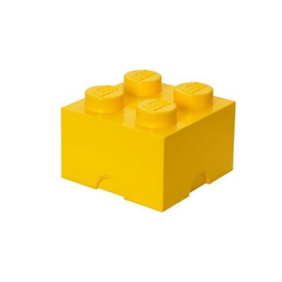 image Brique de rangement LEGO 4 plots, Boîte de rangement empilable, 5,7 l, jaune