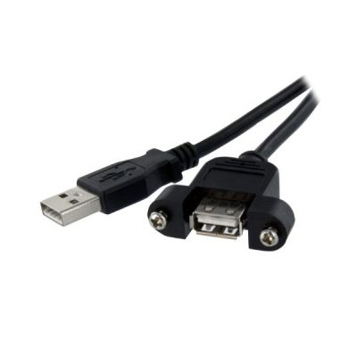 STARTECH Câble USB 2.0 à montage sur panneau - F/M - 30 cm - Noir