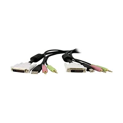 STARTECH Câble de commutateur KVM DVI-D Dual Link USB 4 en 1 de 1,8 m avec audio et microphone - Première extrémité : 1 x DVI-D