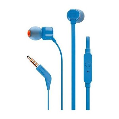 image JBL T110 – Ecouteurs Intra-Auriculaires filaires – câble Jack 3,5 mm, Bleu & T110 – avec Boutons de contrôle