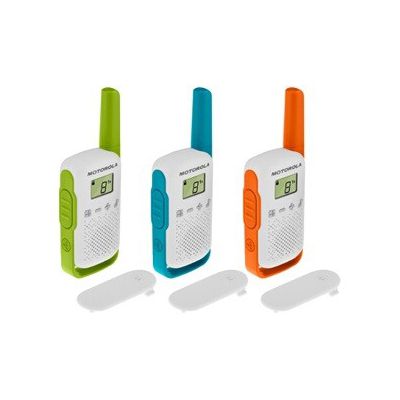 image Motorola Talkie-walkie portée de 4 km Blanc avec Contours Orange/Vert/Bleu, TLKR T42 Trio