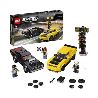 image LEGO Speed Champions Dodge Challenger SRT Demon 2018 et Dodge Charger R/T 1970 Jeu de construction 7 Ans et Plus, 478 Pièces  75893