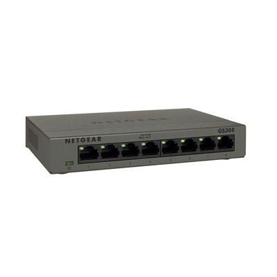 NETGEAR GS308-100PES Switch Ethernet Gigabit Métal 8 ports 10/100/1000 RJ45 pour les PME et TPE, Noir